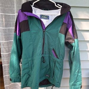 L.L. Bean Colorblock Jacket in Green and Purple
